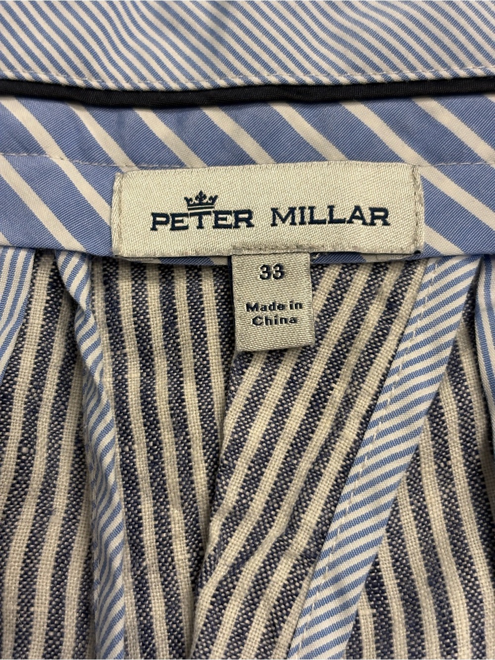 Peter Millar Blue and White Striped Seer Sucker Shorts